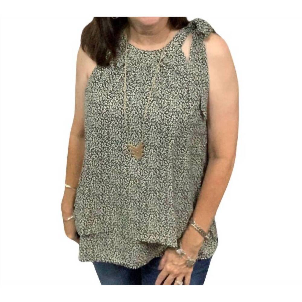 NEW LLOVE tiered tie sleeveless top in black